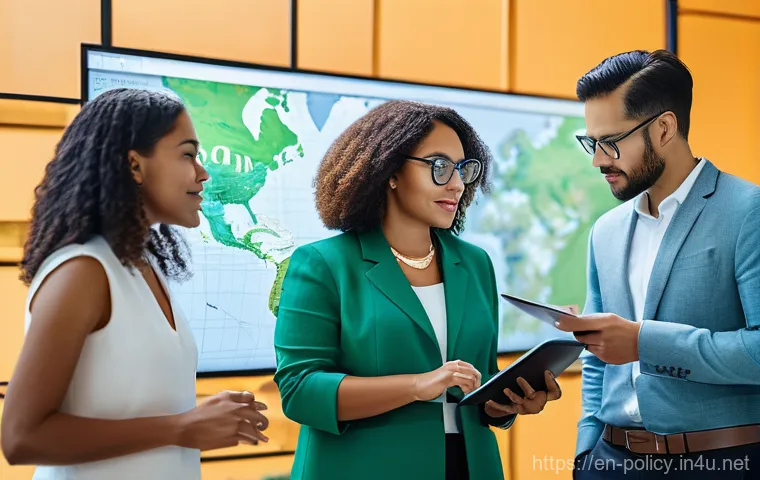 정책분석사와 공공 정책 성공 사례 - **"A focused, professionally dressed female policy analyst in her early 30s, of mixed ethnicity, wor...