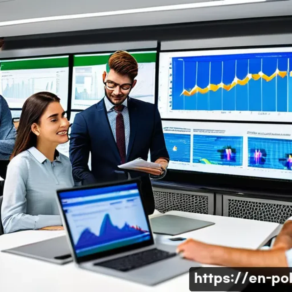 정책분석사와 경력 계발을 위한 조언 - A modern office setting with a diverse group of young policy analysts collaborating around a large t...