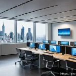 Home 20 정책분석사와 데이터 기반 직무의 성공 사례 - A modern office environment where a diverse group of policy analysts, dressed in professional busine...